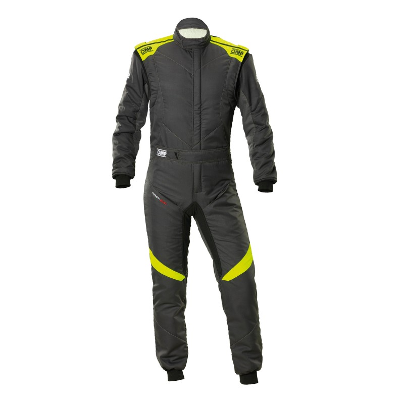 FIRST EVO OVERALL MY2025 FIA 8856-2018 Anthracite - Fluo Yellow