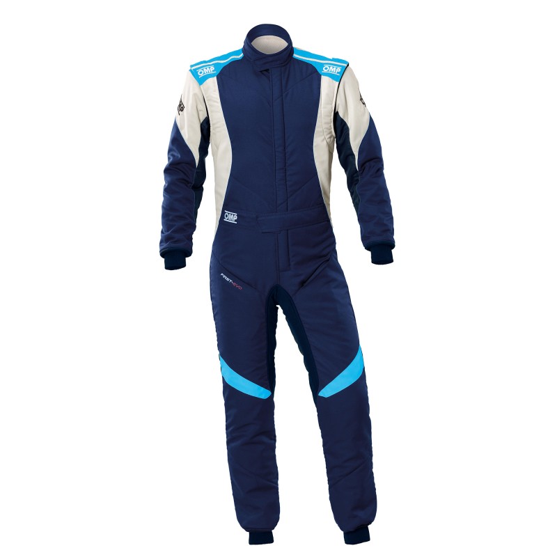FIRST EVO OVERALL MY2025 FIA 8856-2018 Navy Blue - Cyan