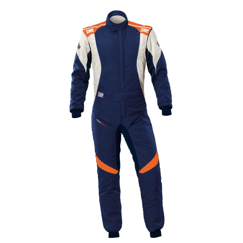 FIRST EVO OVERALL MY2025 FIA 8856-2018 Navy Blue - Fluo Orange