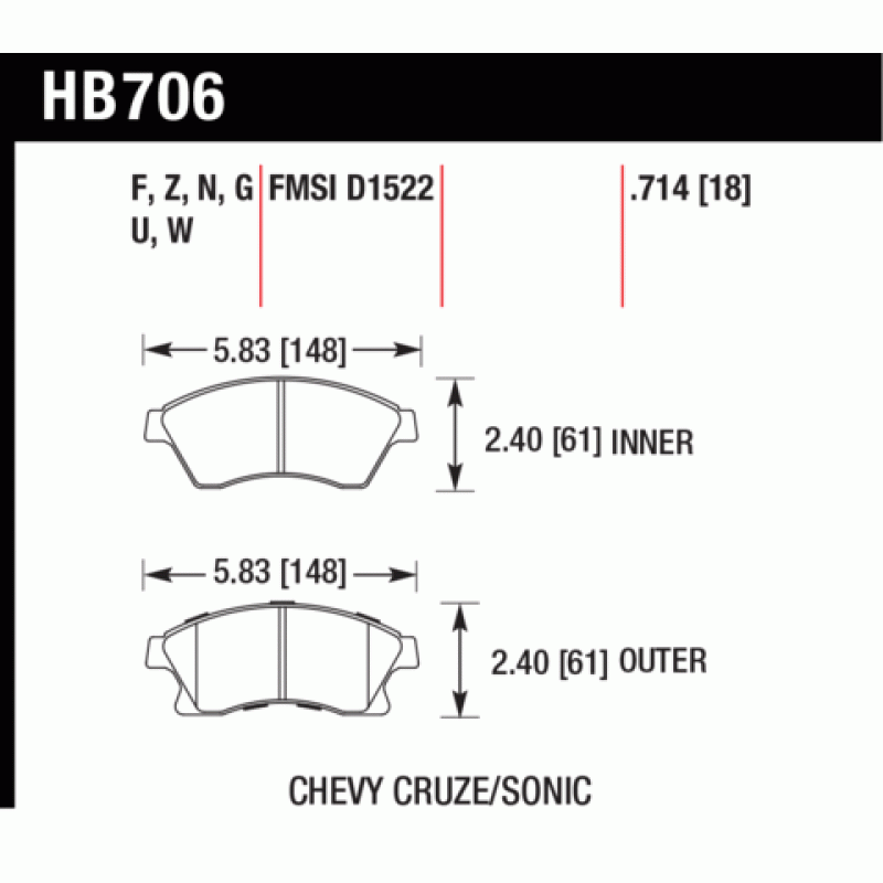 Hawk Brake Pad - DTC-60 (18 mm)