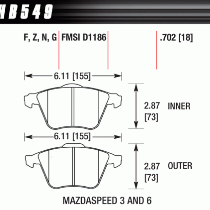 Hawk Brake Pad - DTC-60 (18 mm)