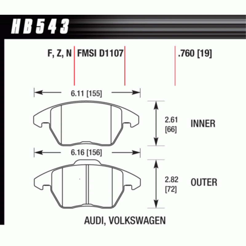 Hawk Brake Pad - DTC-60 (19 mm)