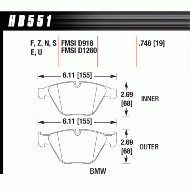 Hawk Brake Pad - DTC-70 (19 mm)